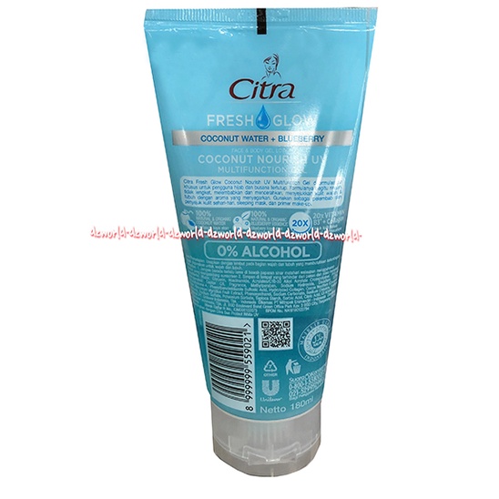 Citra Fresh Glow 180ml Multifunction Gel Coconut Nourish Tomato Aloe Vera Face &amp; Body Gel lotion Ringan Tidak lengket Di Kulit Muka