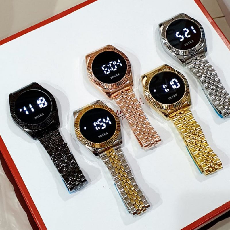 [ COD ] Jam Tangan Fashion Pria Rolex LED Touch Screen 7162 YK Stainless Steel | Free Kartu & Box
