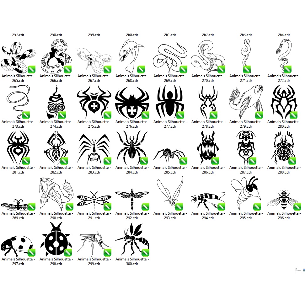 300 Complete Animals Silhouette Vector Set - Coreldraw