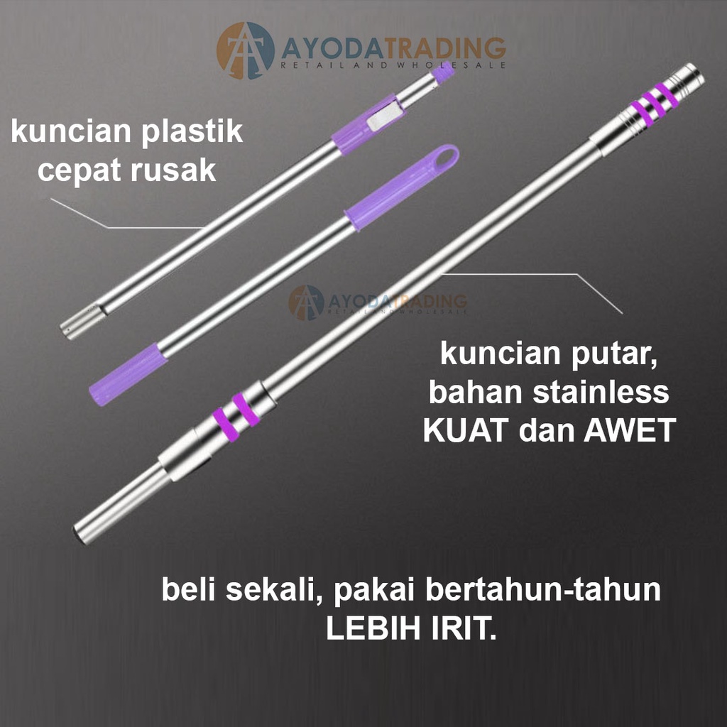 Gagang Pel Putar Aluminum Spin Mop Bolde