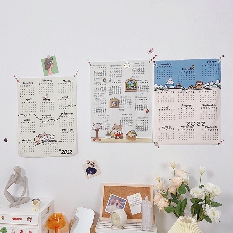 

Calendar 2022 Hanging Cloth Bedroom Wall Tapestry Aesthetic | Kalender Kain Gantung • Kiku Stuffs