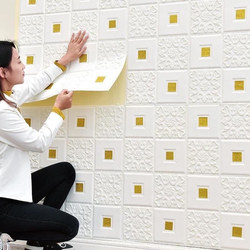 PROMO WALLPAPER FOAM BRIK BATIK PAKET 10 LEMBAR SIZE 35X35 KETEBALAN 3-5MM BISA COD
