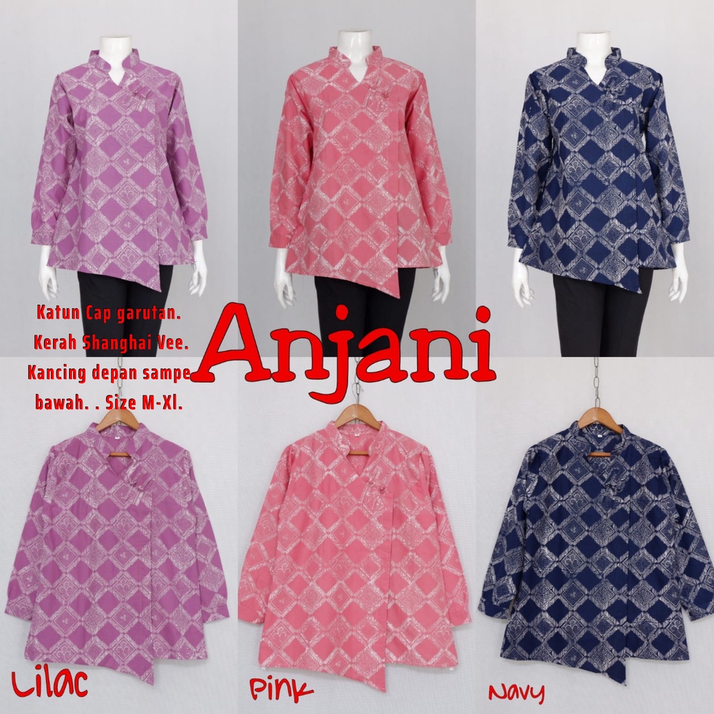 Blus Anjani katun garutan batik solo atasan kerja blus kantor