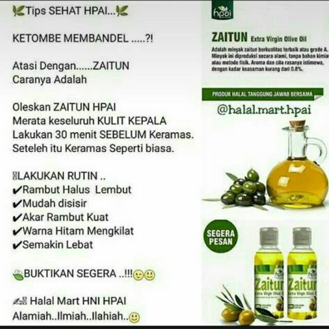 Minyak Zaitun Hni Hpai Extra Virgin Olive Oil Untuk Kesehatan Wajah Rambut Kulit Dan Bibir Shopee Indonesia