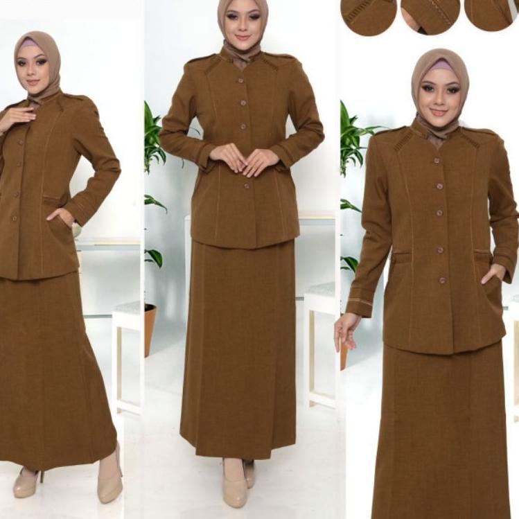 [KODE PRODUK IBFUN8796] Baju Dinas Wanita Pemda Aceh Blazer PNS ASN Keki Seragam Pemda Khaki Wanita 