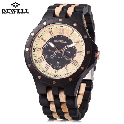 Import Terbaru Jam Tangan Pria BEWELL ZS - W116C Male Wooden Quartz Watch Date Day Display Roman