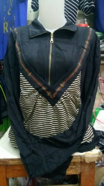 Blouse Atasan Fashion Krah Tinggi Lengan Panjang Import