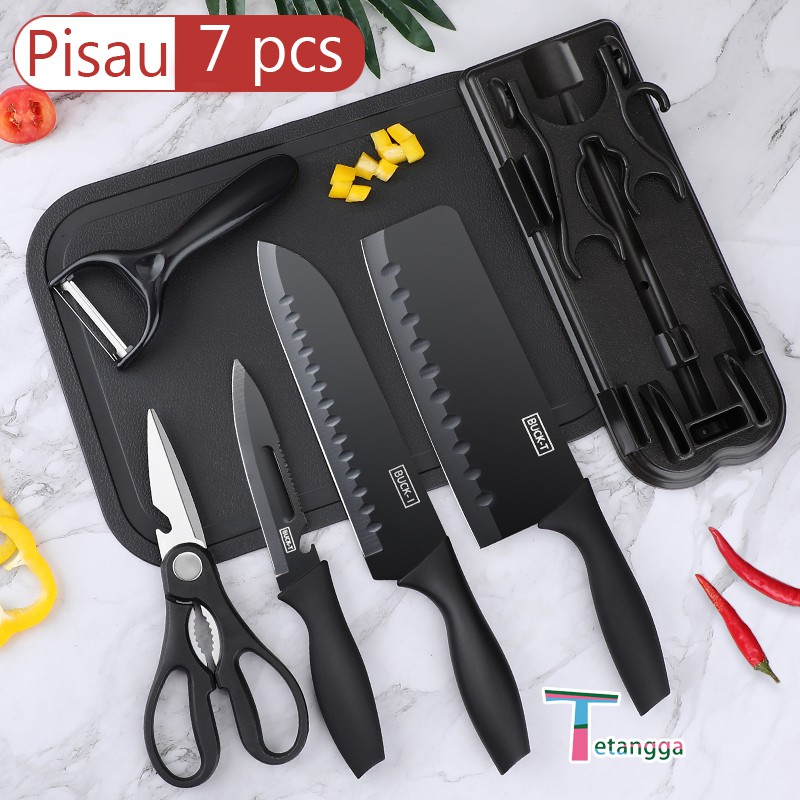 Pisau Keramik SET /  7  IN 1 ada Talenan /Poenscae Kitchen Knife / Dapur Set Pisau