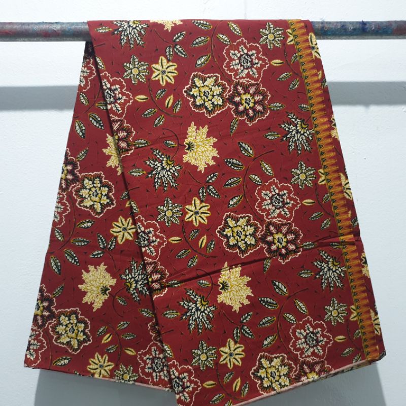 Kain Batik Indraloka Merah Bunga Kain Panjang Merah Manis Katun