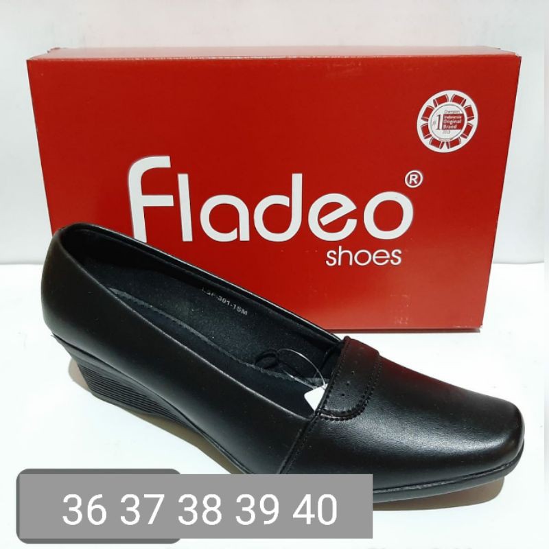Fladeo sepatu kerja wanita warna hitam wedges hils size 36 37 38 39 40