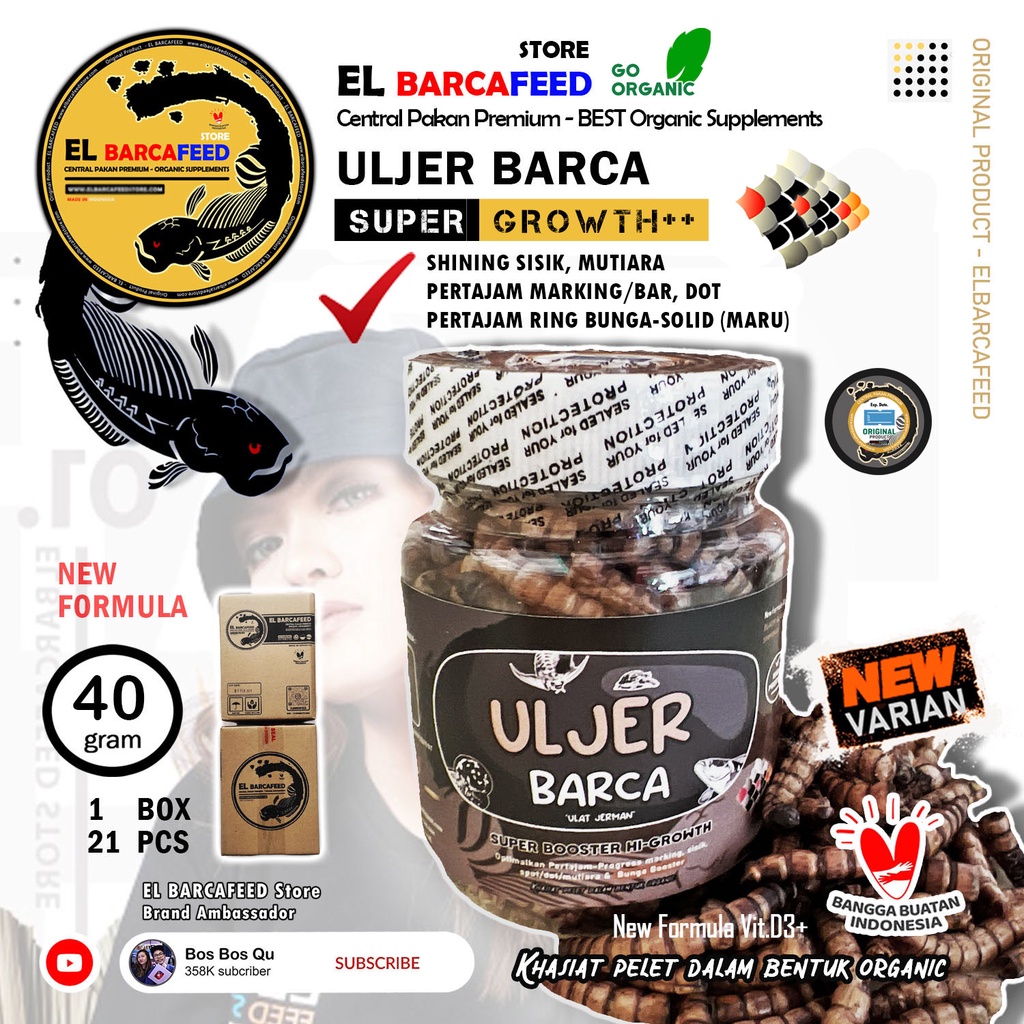 ULJER BARCA [SUPER GROWTH++] ULAT JERMAN 40gr BUNGA BOOSTER  - Pakan Pelet Ikan Channa, Koki, Arwana, Louhan, Koi &amp; ikan hias lainnya