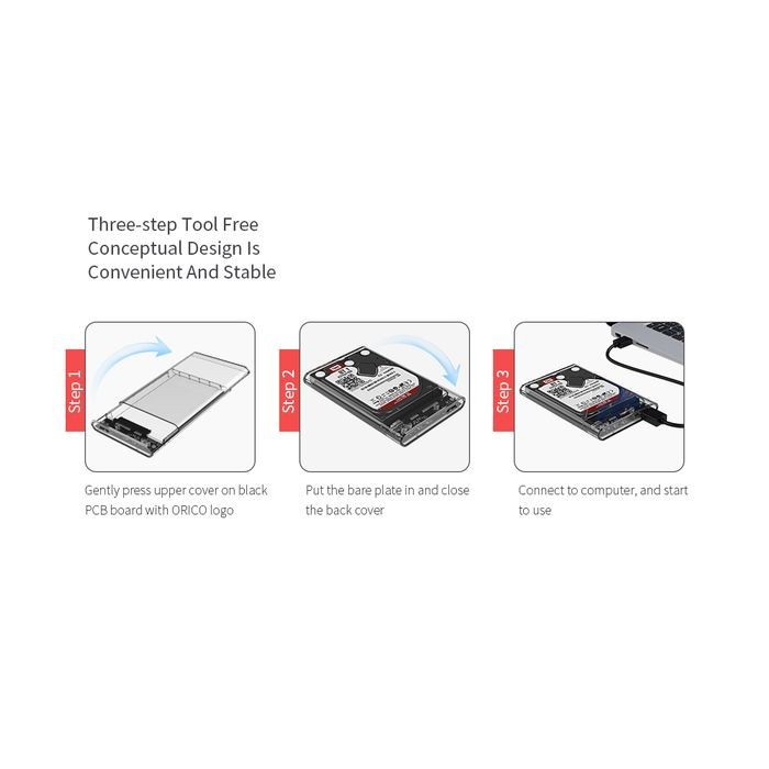 Ssd hdd enclosure orico 2.5 inch sata usb 3.0 5Gbps Transparent 2139u3 - Casing harddisk external 2.5&quot; usb3.0 transparan 2139-u3