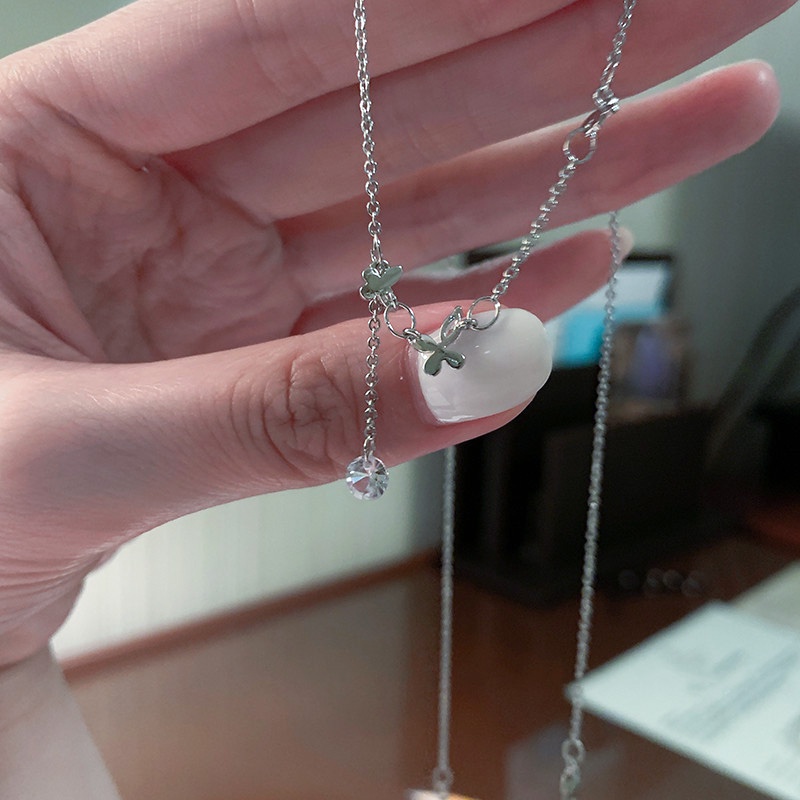 Kalung Rantai Liontin Kupu-Kupu Hias Zircon Gaya Korea Untuk Wanita