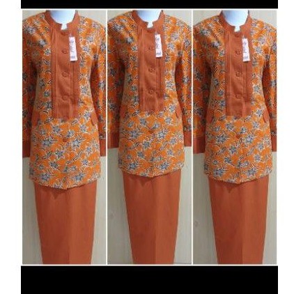 baju pemda dinas pdh Blazer wanita batik orange import