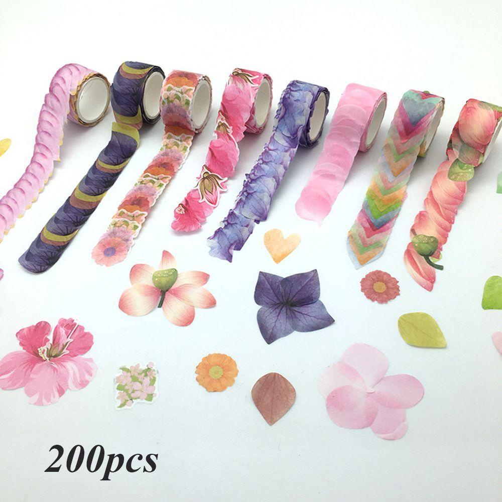 Top 200PCS Pita Kelopak Bunga DIY Stylish Dekorasi Sticky Paper