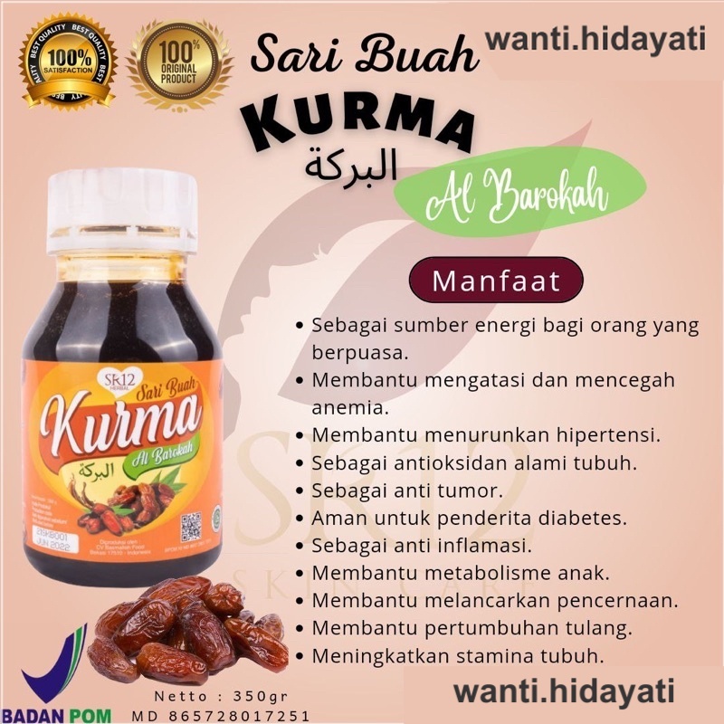 

SR12 SARI BUAH KURMA 350GR / KURMA SUMBER ENERGI METABOLISME ANTIOKSIDAN MENURUNKAN HIPERTENSI