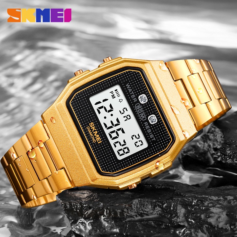 SKMEI 1952 Jam Tangan Wanita Pria Digital Chronograph Tali Stainless Steel WATCHKITE WKOS