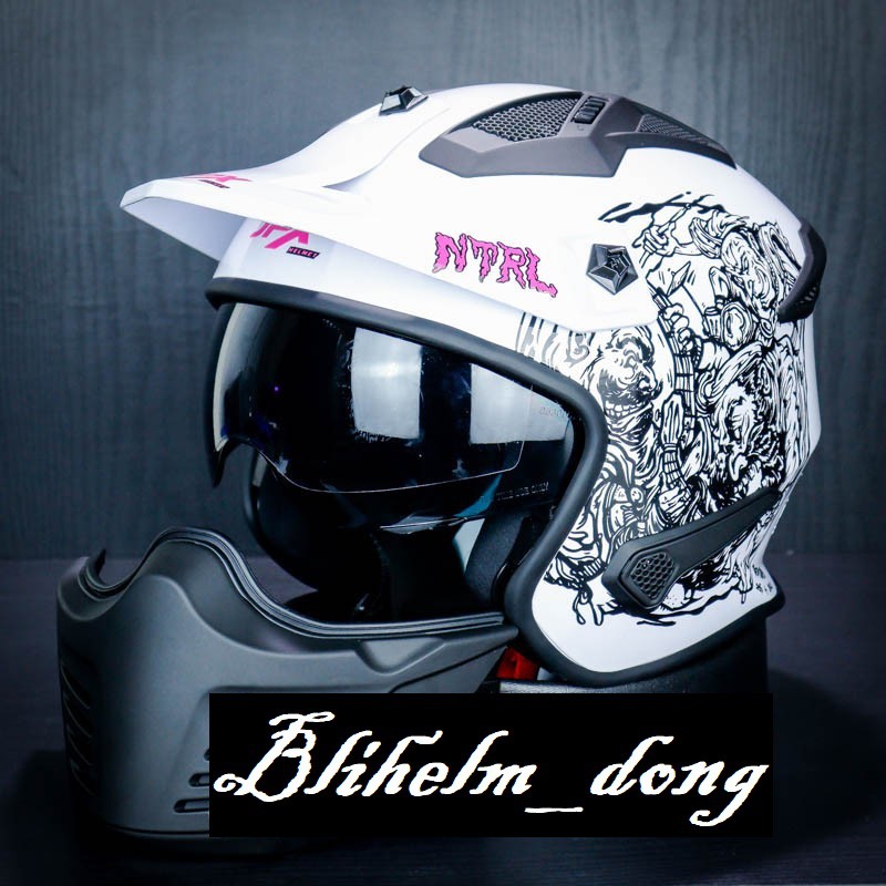 HELM JPX MX726R NETRAL WHITE GLOSS | MX 726R CROSSOVER | MX-726R FULL FACE HELMET SNI