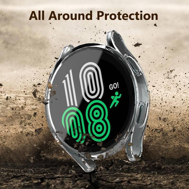 Protective Case for Samsung Galaxy Watch 4 3 40mm 44mm 41mm 45mm Soft TPU Cover Bumper Full Screen Protector for Samsung Galaxy Watch Active 2 40MM 44MM Accessories