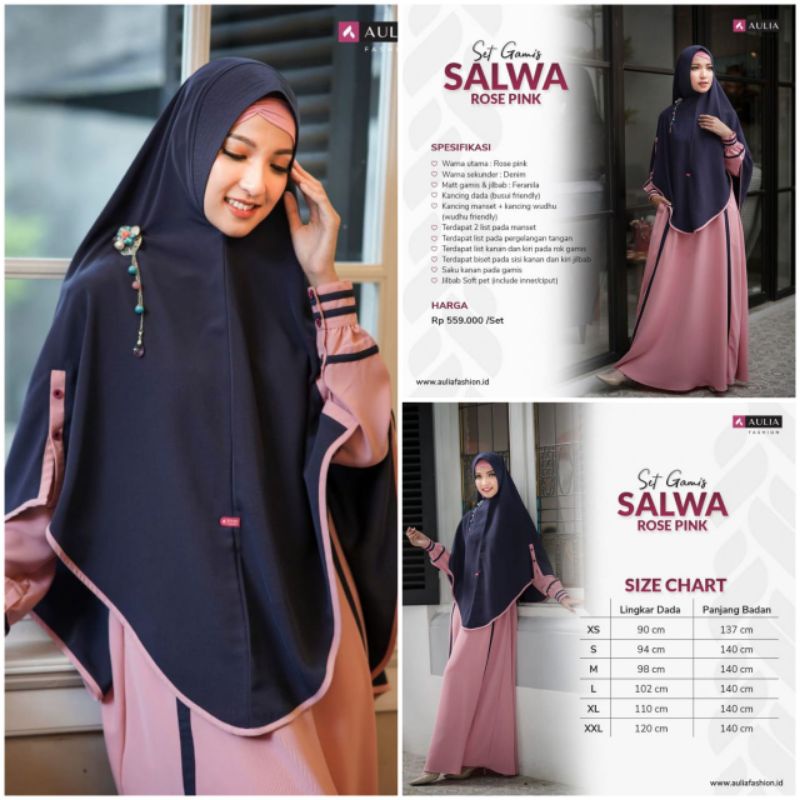 SET GAMIS SALWA ROSE PINK | GAMIS SYAR'I AULIA FASHION DISKON TERBARU