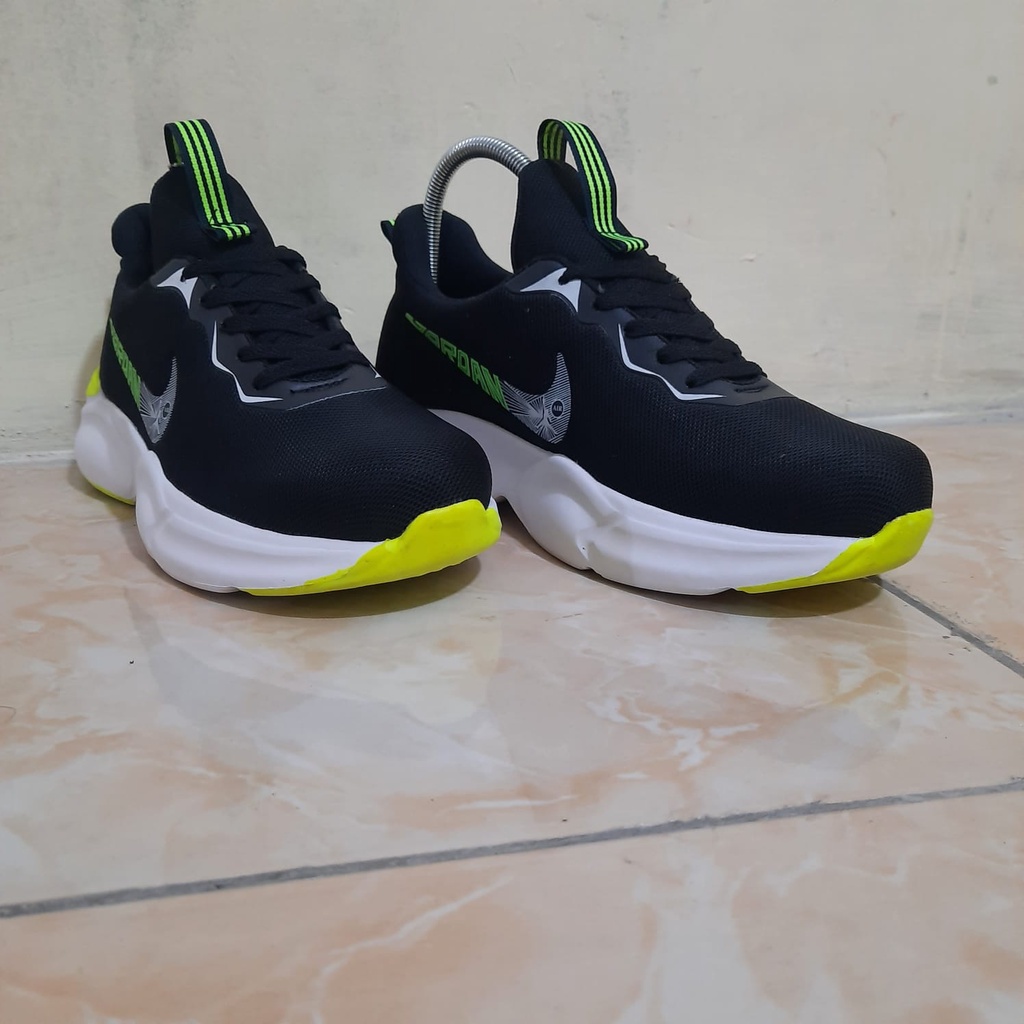 promo,,, Nike_ jordan sol warna [hitam stabilo]-sepatu pria impor model terbaru-casual slip on