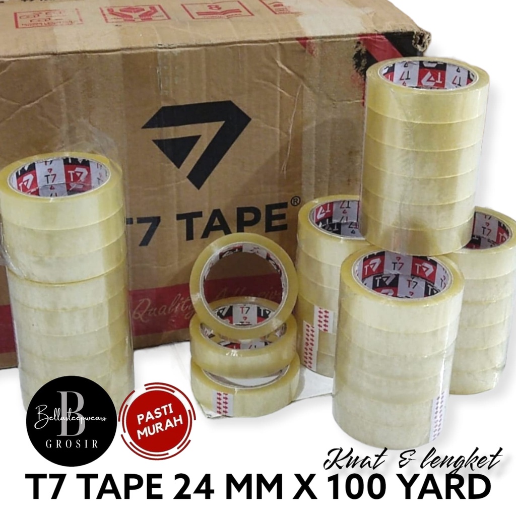 LAKBAN ISOLASI 24MM X 100 YARD T7 TAPE COCOK UTK PACKING ONLINE HEMAT EKONOMIS