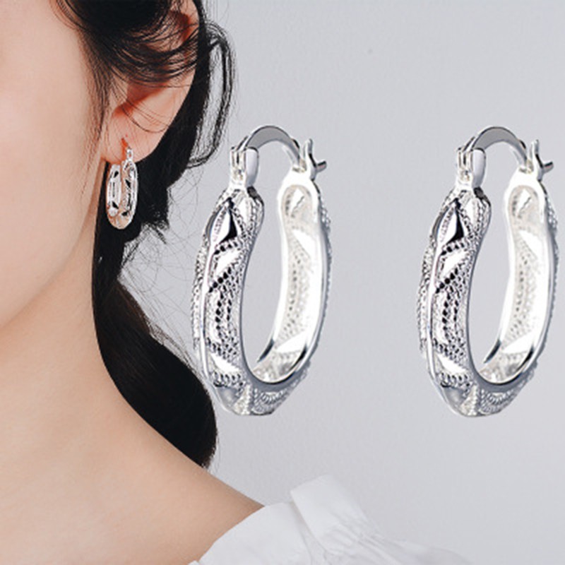 925 anting perak sterling anting-anting wanita dengan perhiasan fashion berlian ED1-7