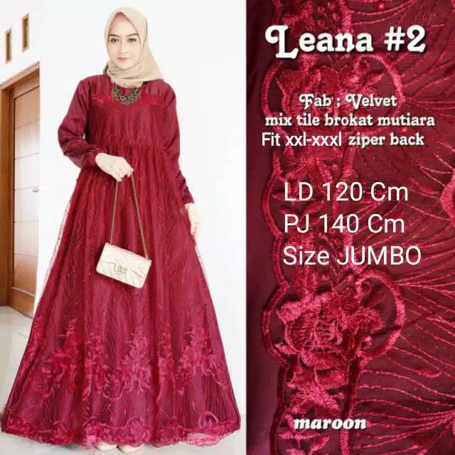 KEEPSMARTSHOP LEANA#2 super Jumbo Dress Brokat Tile Jumbo Gamis Long Dress Gaun Party Ld 120 Big Siz