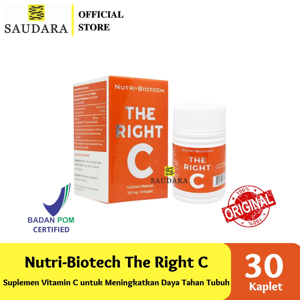 Jual NUTRI BIOTECH THE RIGHT C 300 MG (30 Tablets) VITAMIN C DAYA