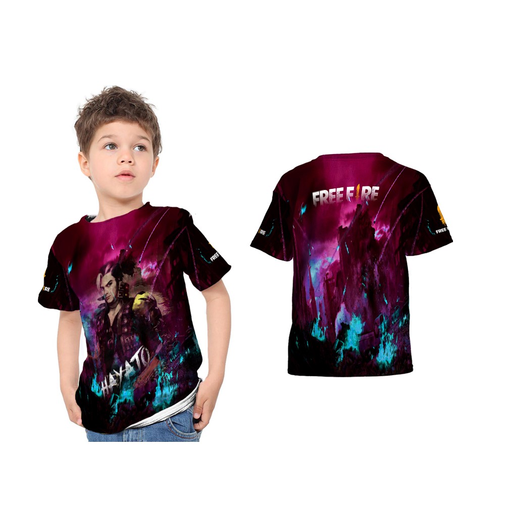 Baju Kaos Tshirt Anak Free Fire Hayato Samurai Muda Berwajah Tampan Custom Fullprint