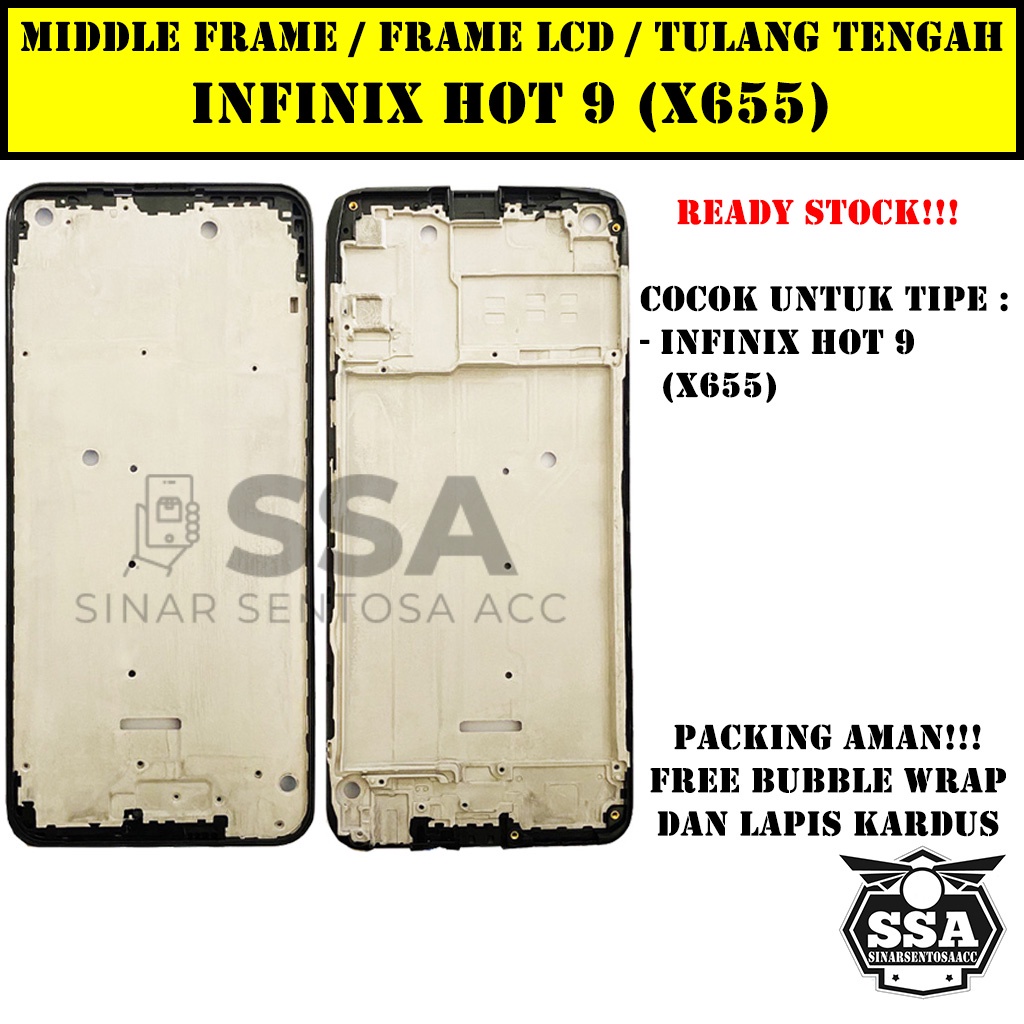 Tulang Tengah Middle Frame LCD Infinix Hot 9 X655 Original 100% Tulang Casing Bezel Bezzel Bazel Handphone HP Ori Original Awet