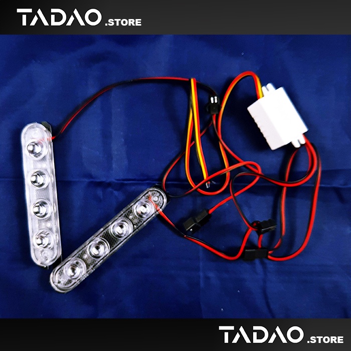 Lampu Kedip Rotator Variasi Motor Cahaya Biru LED 4 Mata Strobo