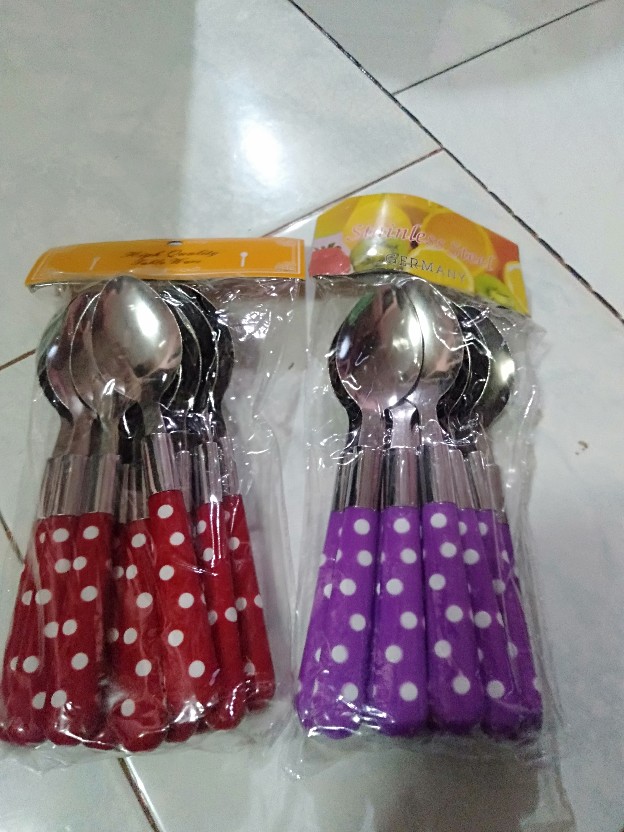 Sendok Polkadot Isi 12 Pcs Murah
