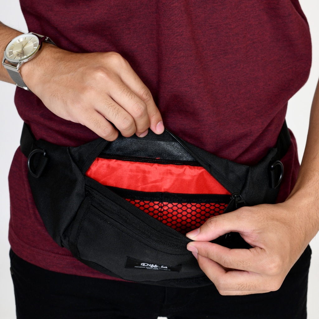 Tas Selempang Pria Distro Bahan Polyester Terbaru Tas Pinggang Waistbag Cowok