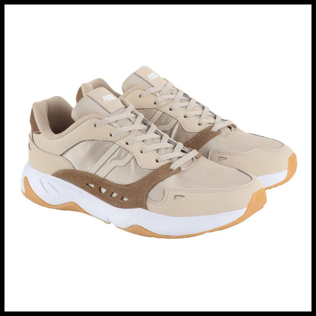 Sepatu Sneakers Pria Piero Ergo - Khaki/White/Gum