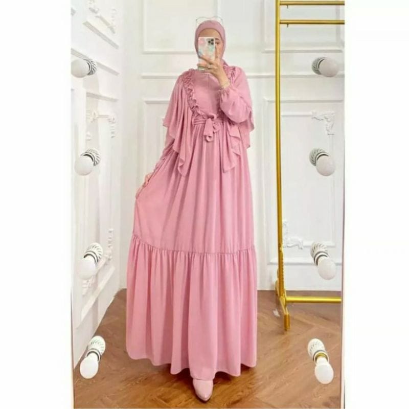 Aorora Maxy Baju Kondangan Wanita Gamis Ceruty Babydoll Dress Busui Gaun Pesta Muslimah Long Dress Jumbo