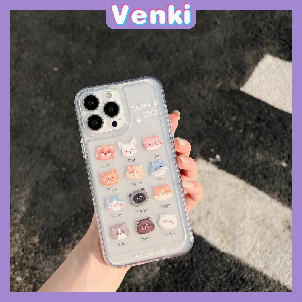 iPhone Case Silicone Soft Case Clear Case Thickened Shockproof Protection Camera Metal Button Cat Cute Compatible For iPhone 11 Pro Max 13 Pro Max 12 Pro Max 7Plus xr XS Max