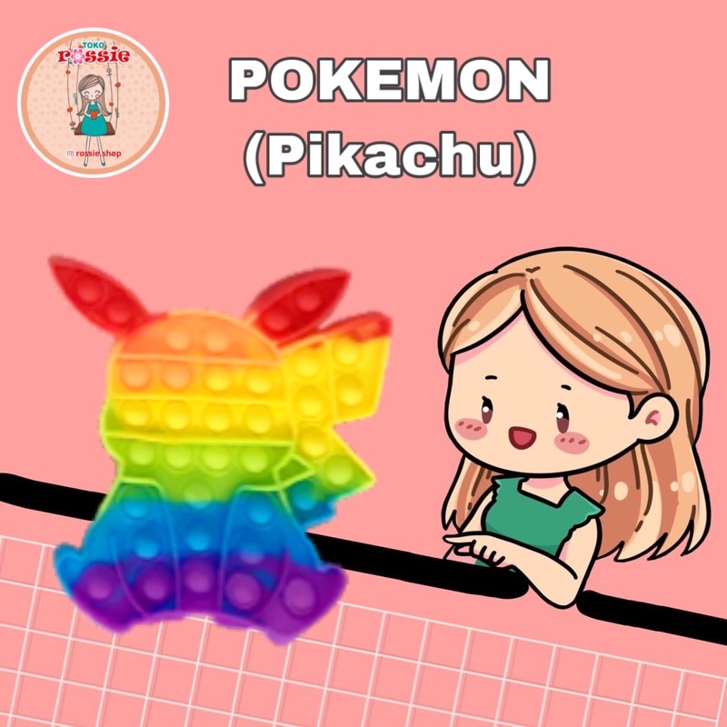 READY!READY! Fidget Pop It Rainbow Lengkap Murah/Mainan Sensorik Pereda Stres/Pop It Viral-Pokemon/Pikachu