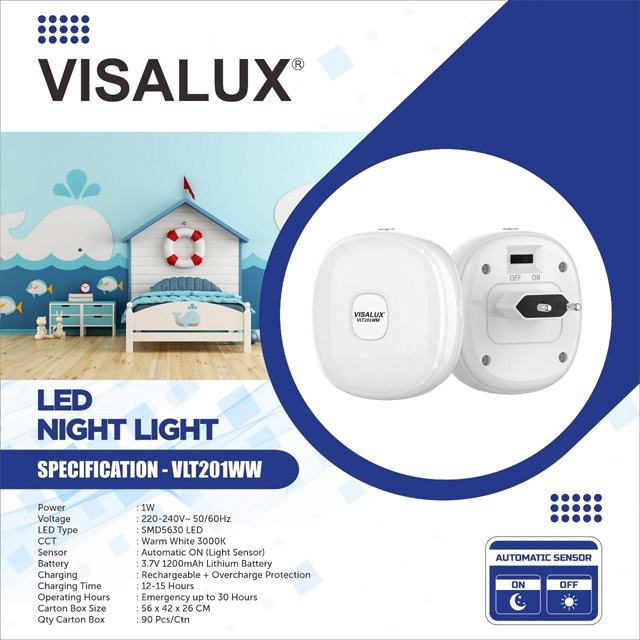 Visalux VLT201WW Lampu Tidur LED Dengan Sensor Otomatis On/Off