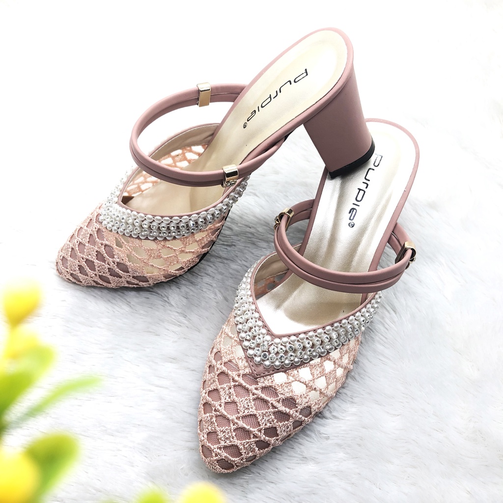 Sandal Brukat Heels  Pesta Wedding Claudia Series Premium Hak 7cm Terbaru