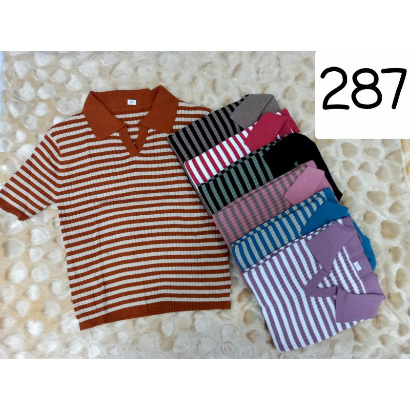 Polo Knit Stripe Cotton Knit (287)