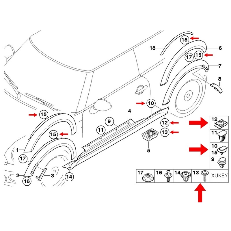 [40Pcs Self Tapping Tapper Screw Washer U Nut Hex] [Apply To BMW 4.8x19mm 8mm Screws Speed Fastener Undertray Sheet Metal Clips]