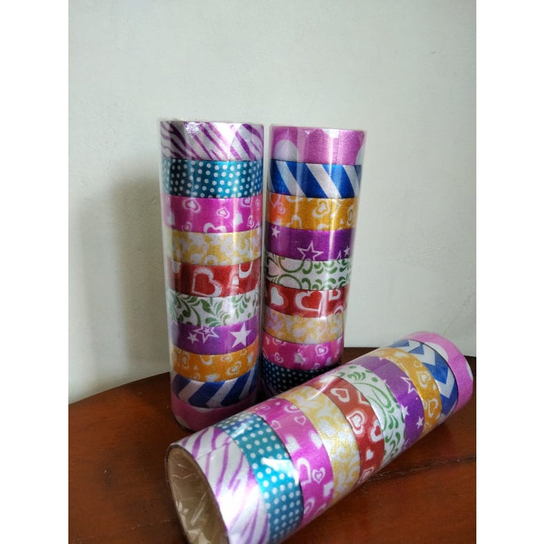 

Baru Isolasi Gliter Motif / Washi Gliter Motif 3m Murah (10pcs)