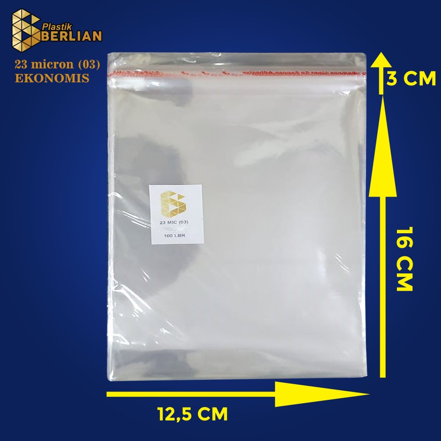 

12,5 x 16 cm Plastik OPP EKONOMIS 23micron (100 lbr) (lem/seal)