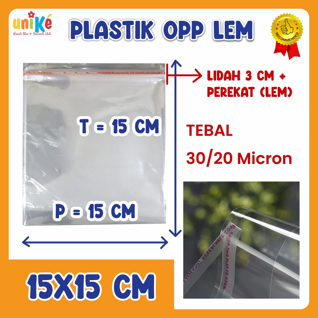 

Plastik lem / seal Opp ukuran 15x15 cm plastik souvenir isi 100 pcs