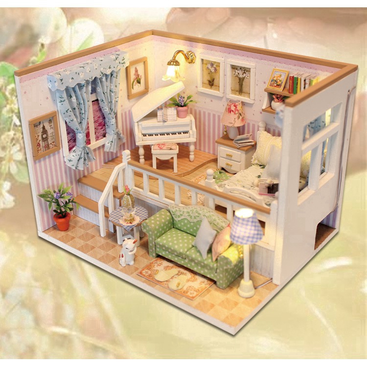 Cutebee Diy Dollhouse Miniatur Rumah Rumahan  Furnitur 