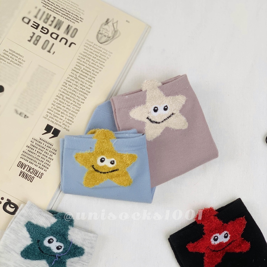 Import Kaos kaki pendek cewe wanita motif tebal lucu karakter pendek woman socks ankle sock tebal bermotif kualitas premium-STAR C1