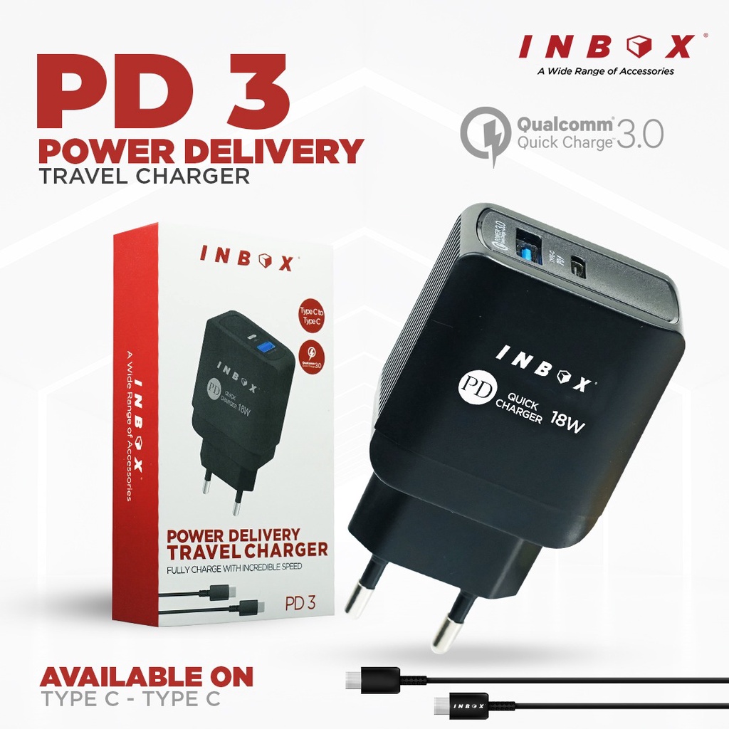 INBOX Charger HP PD 1 / 2 / 3 / 4 / 5 Adapter Free Kabel Data Fast Charging