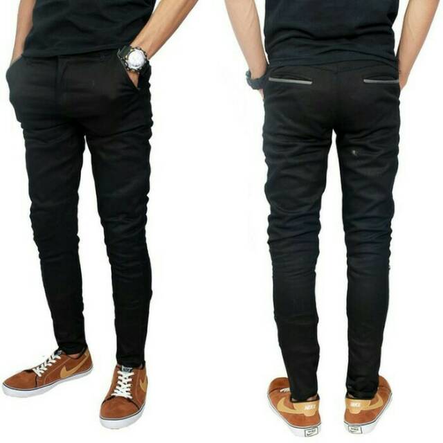 CELANA Pria SLIMFIT Panjang chino KERJA HARIAN HITAM MOCCA ABU GREY KREAM CREAM Sz