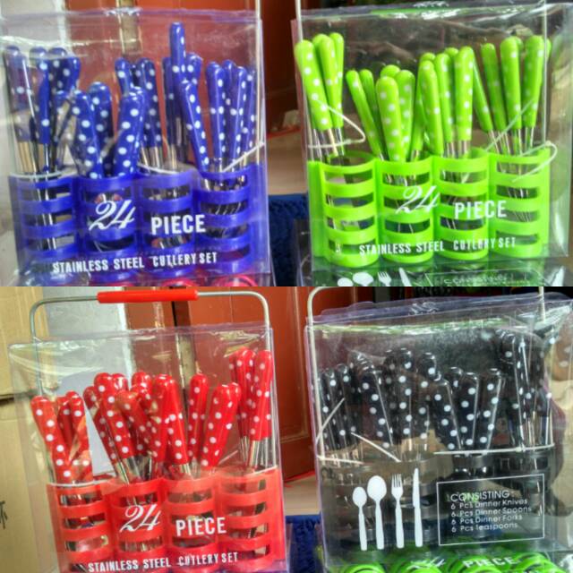 Sendok polkadot steinless 24 pcs